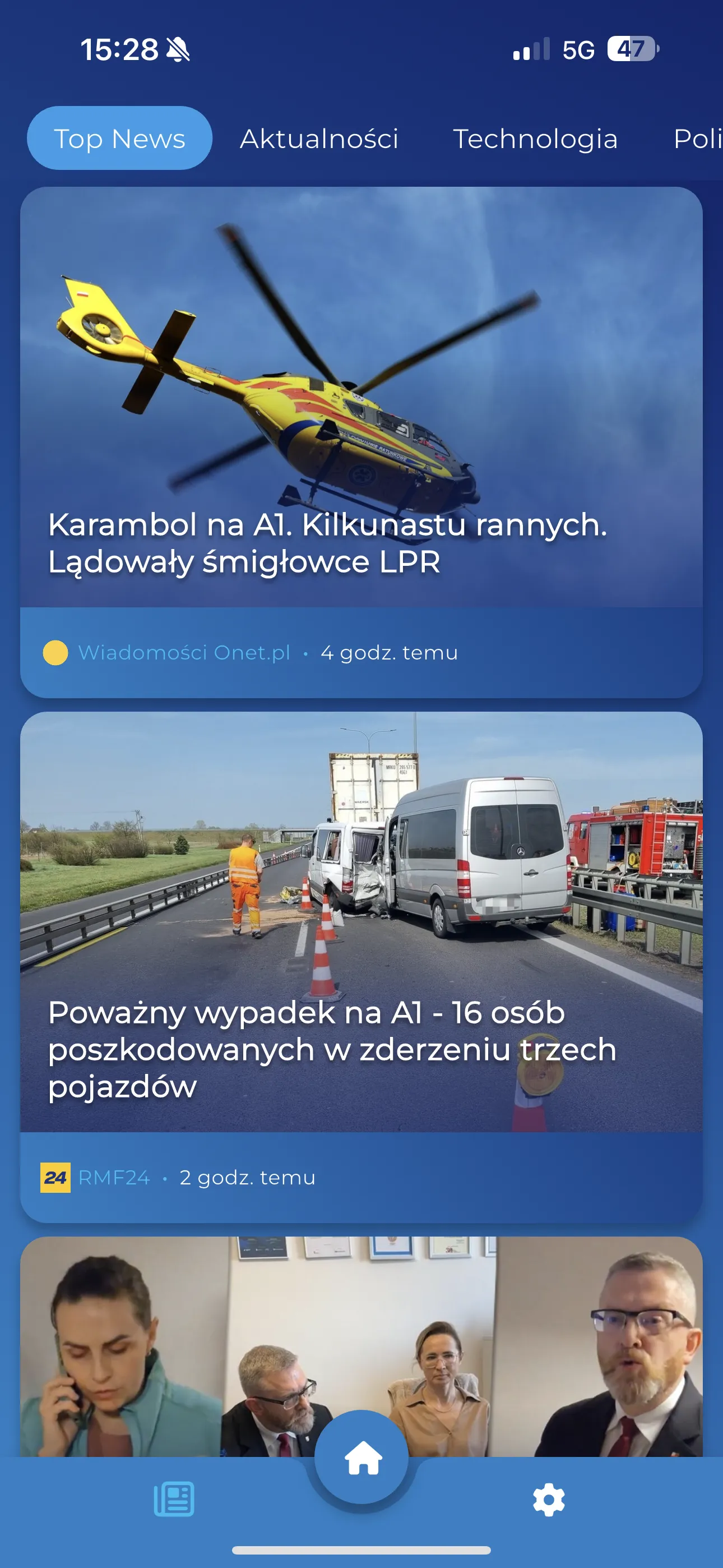 Ravens News - Sekcja top newsów w aplikacji